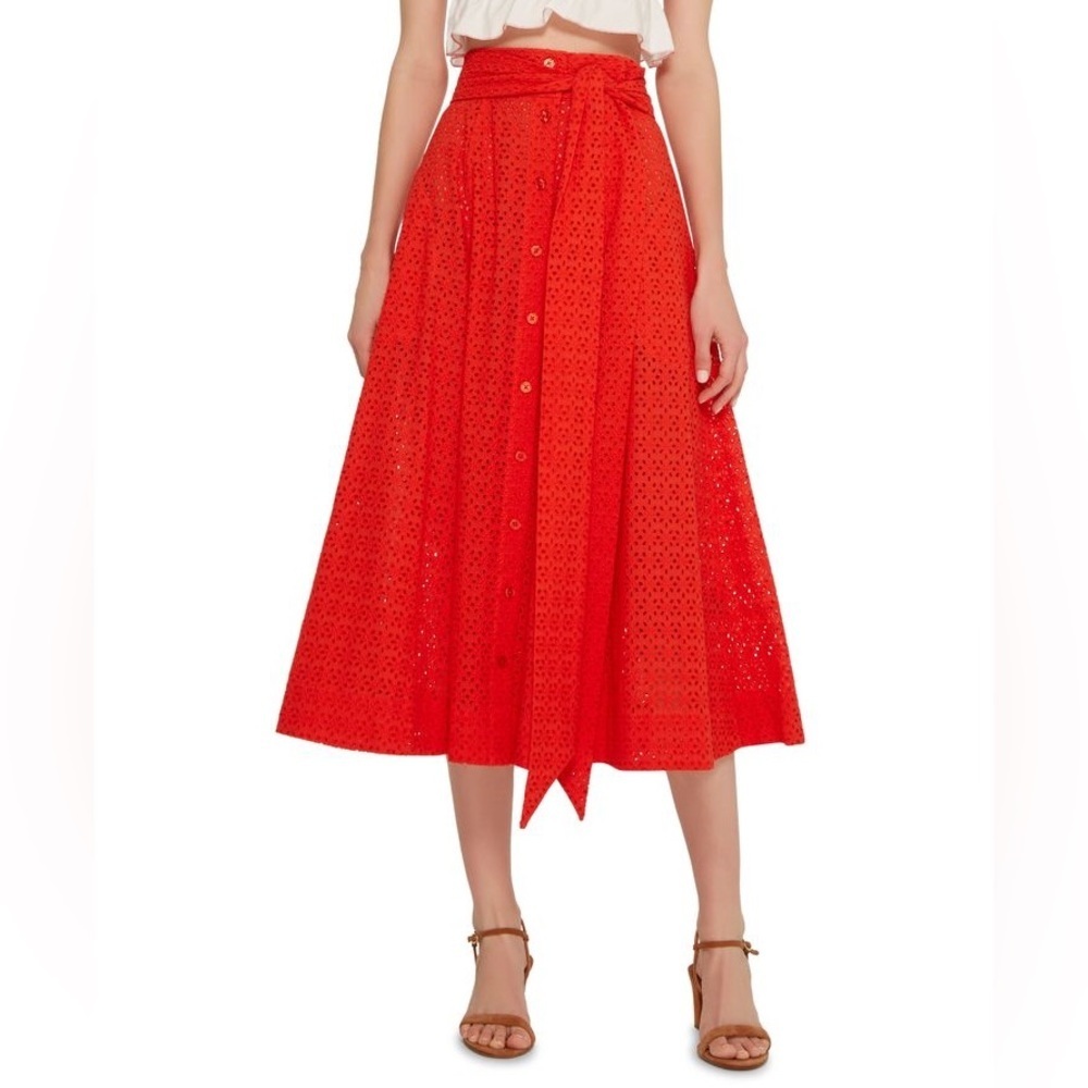 LISA MARIE FERNANDEZ
Tomato Red Broderie Anglaise Beach Skirt